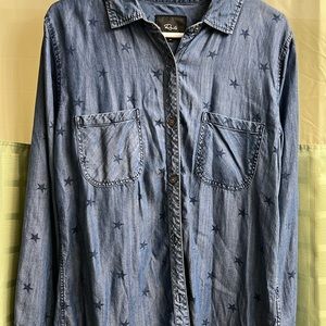 Rails top women button up long sleeve Stars shirt Medium